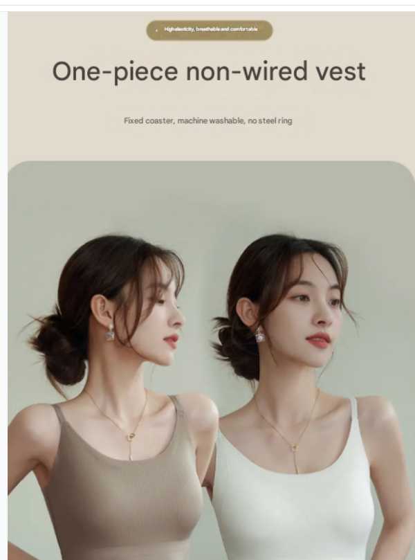 Vest Spring Summer Women Plus Size Inner Camisole Bra Integrated Fixed Chest Pad Base Shirt Slimming Beautiful Back_voghion.com
