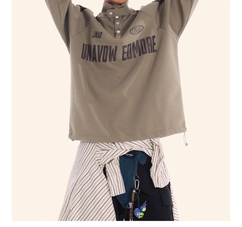 Felpa con collo alto e bottoni patchwork in stile americano Arc Atelier per uomo, nuova maglia semi-alta larga autunnale_voghion.com