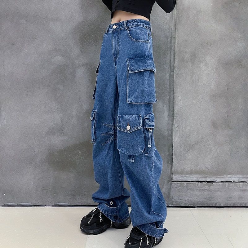 Ženska odjećaStil Višenamjenske svestrane traperice širokih nogavica Novi modni kombinezoni Hip Hop Super Cool serija hlača za žene_voghion.com