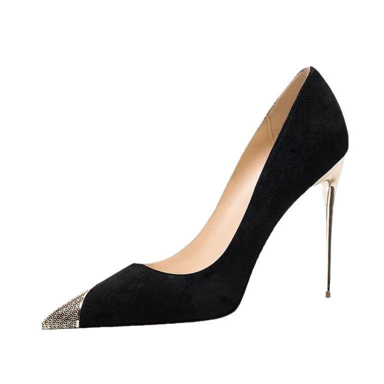 Suede Korean Women's High Heels, Thin High Heel, Fall Hundred, Pointed Head, Not Tired Shoes, 2025 New Version Fashion Personality Exquisite_voghion.com