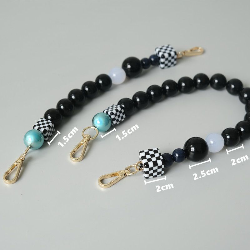 Mode Vintage Handgemaakte Kleur-Block Zwarte Hars Tas Handheld Acryl Kralenketting_voghion.com