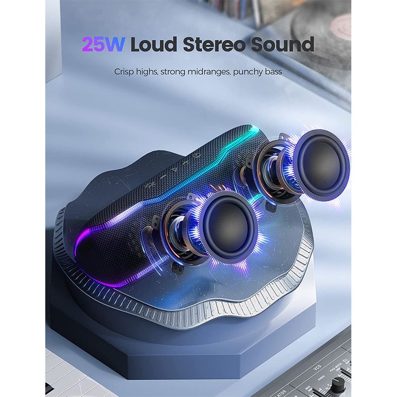 1SETIGER Outdoor Portable IPX7 Waterproof Sound Box BT5.3 Louderspeaker Stereo With 25W Colorful Light Surround Speaker_voghion.com