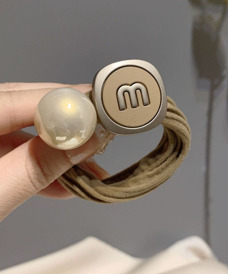 Accesorio para el cabello con lazo de letras Pearl Ins, alta elasticidad, cuerda duradera, simple y versátil._voghion.com