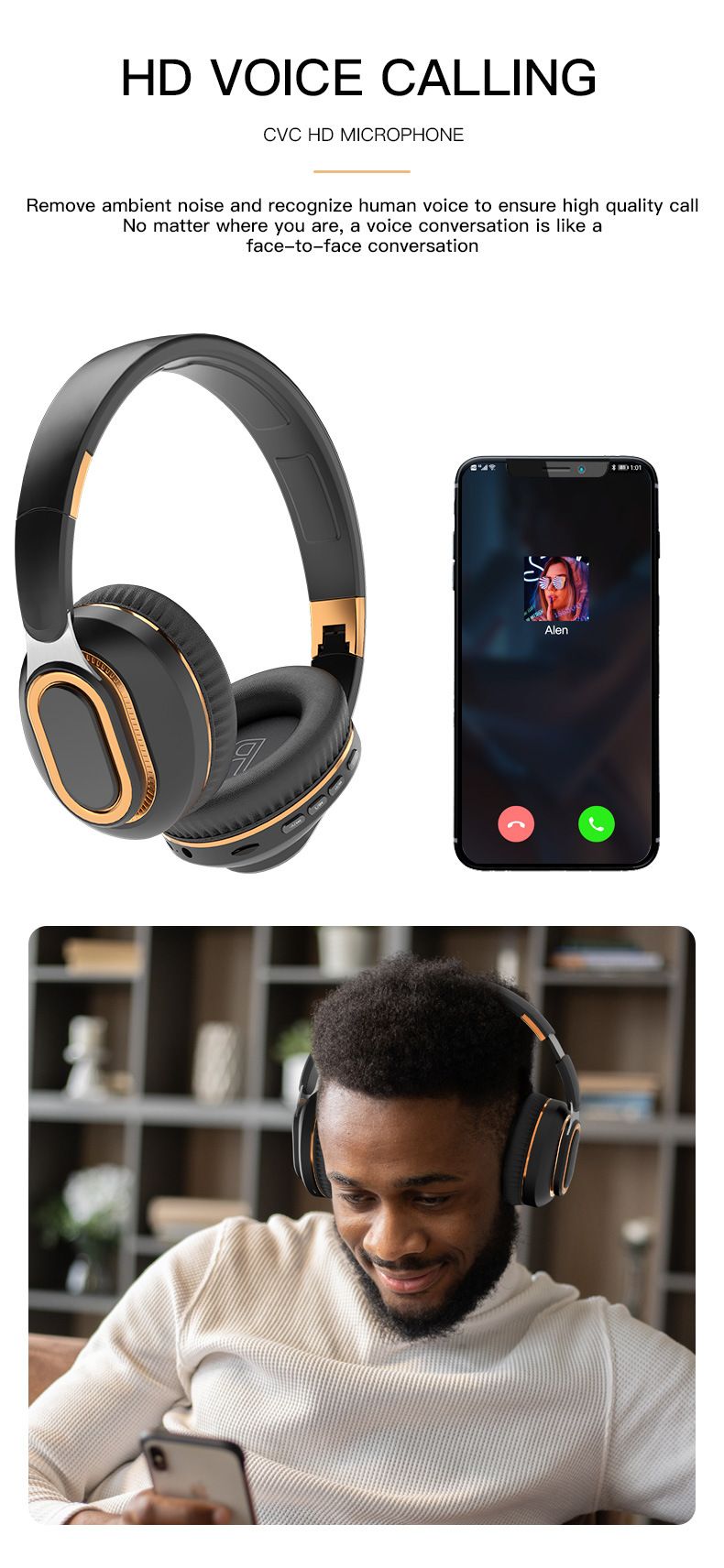Nuove cuffie, bassi potenti, grandi paraorecchie, alta qualità del suono, cuffie Bluetooth, batteria a lunga durata_voghion.com