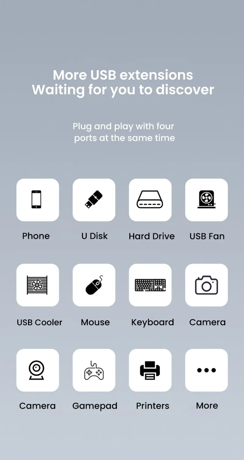 3.0 Power Adapter 4 Port Splitter USB 2.0 Type C Hub Multi Extender Accessories_voghion.com