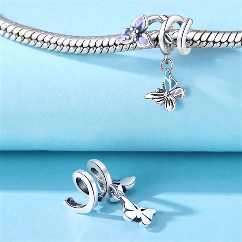 Women's Jewelry Insect Dragonfly Butterfly Firefly Charm Pendant Beads Jewelry With Bracelet Pieces White Copper Plated Silver_voghion.com