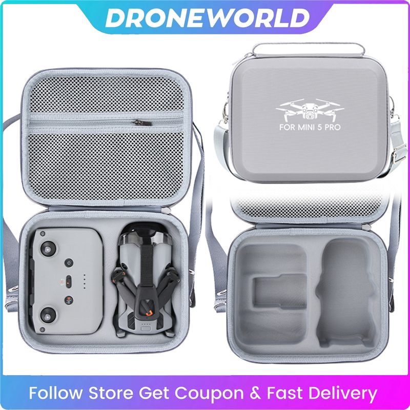 For RC Nz Case Large Capacity Portable PU Storage Bag For DJI Mini 5 Pro Fly More Combo Drone Controller Kit_voghion.com