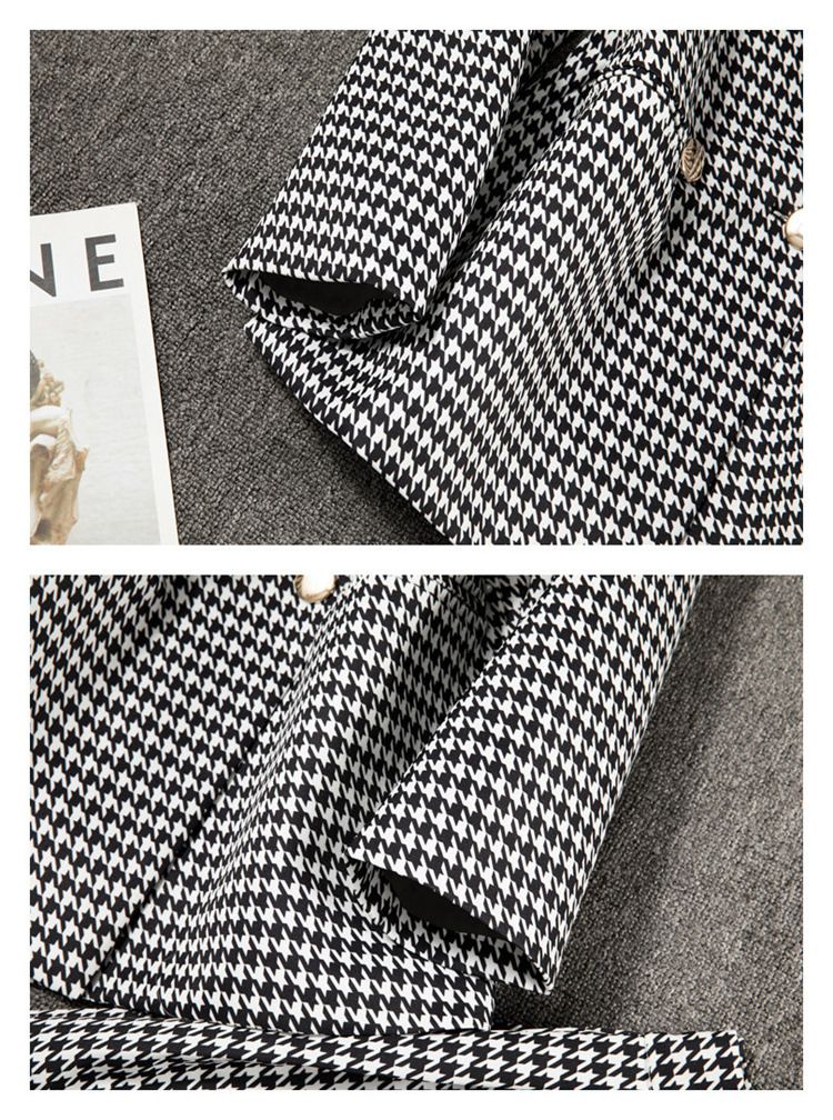 Damen-Zweireiher-Blazer mit Karomuster – Slim-Fit-Jacke für Frühling und Herbst (mehrere Farben und Größen)_voghion.com