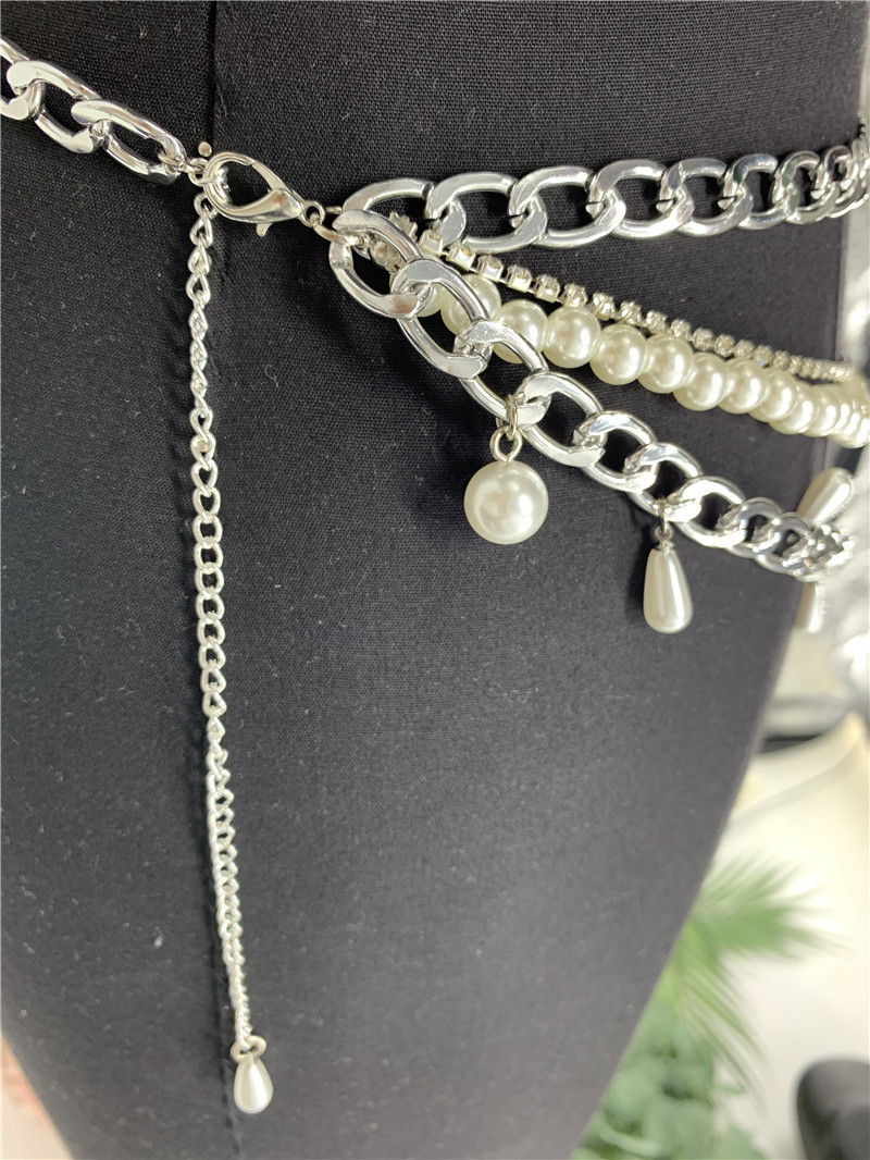 Club style publicity pearl chain mix and match multi-layer waist chain_voghion.com