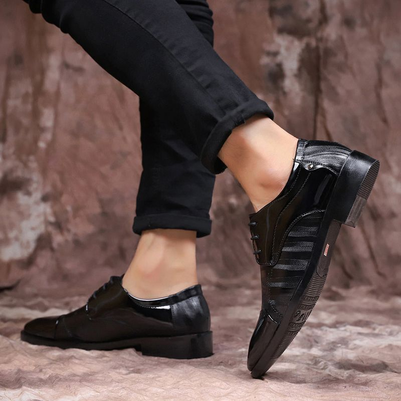 Zapatos de cuero puntiagudos de negocios para hombres de alta calidad, zapatos formales_voghion.com