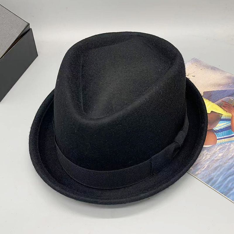 Woolen gem top bow with crimped edge for both men and women small hat personalized trendy hat_voghion.com