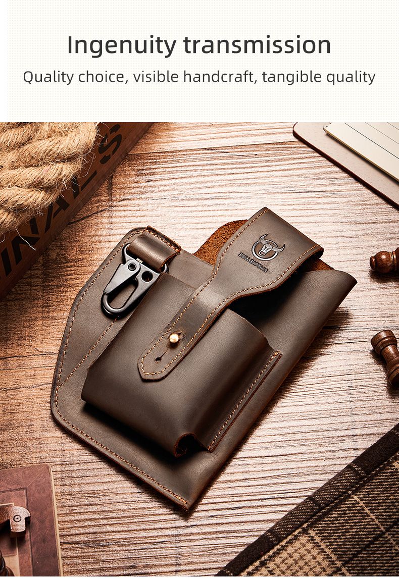 Captain Niu Lederwaren Retro Gürteltasche Herren Echtleder Multifunktions-Handytasche Erste Schicht Rindsleder Gürtel Gürteltasche_voghion.com