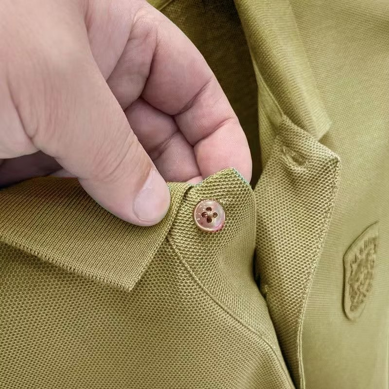 Tricou polo de înaltă calitate pentru bărbați, cu mânecă scurtă, cu mărgele, ușor și subțire, casual, de înaltă calitate, cu rever brodat_voghion.com