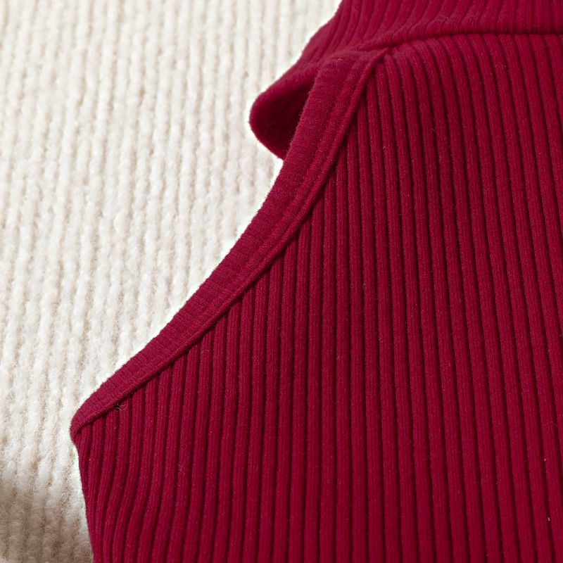 Summer Girls' Standing Neck Pit Striped Sleeveless Top PU Leather Shorts Set_voghion.com