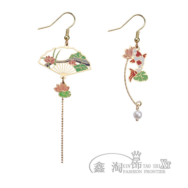 S Super Fairy Long Cicada Wing Clip-On Senza Piercing Orecchini Creativi Asimmetrici Gradient Fresh 257_voghion.com