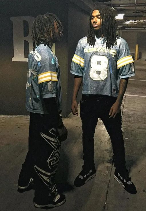 T-shirt réfléchissant col V pour homme et femme - Style hip-hop urbain, sécurité nocturne, unisexe, léger et respirant (noir, bleu clair)_voghion.com