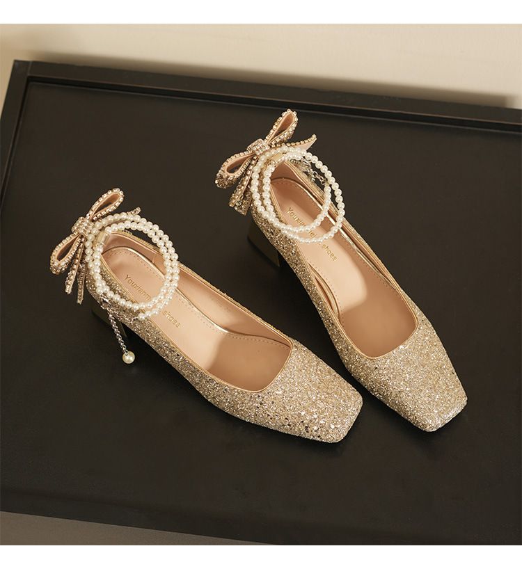 5688G-177 Franse stijl high-end parelketting bruidsschoenen met strik elegante comfortabele modieuze hoge hakken voor dames_voghion.com