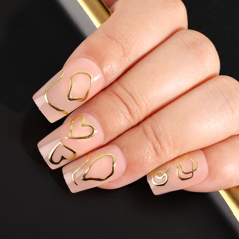 Herz 3D Liebe Linien Nagel Aufkleber Rose Gold Silber Metall Streifen Buchstaben Abziehbilder Kurve Gel Nägel Kunst Sliders P s_voghion.com