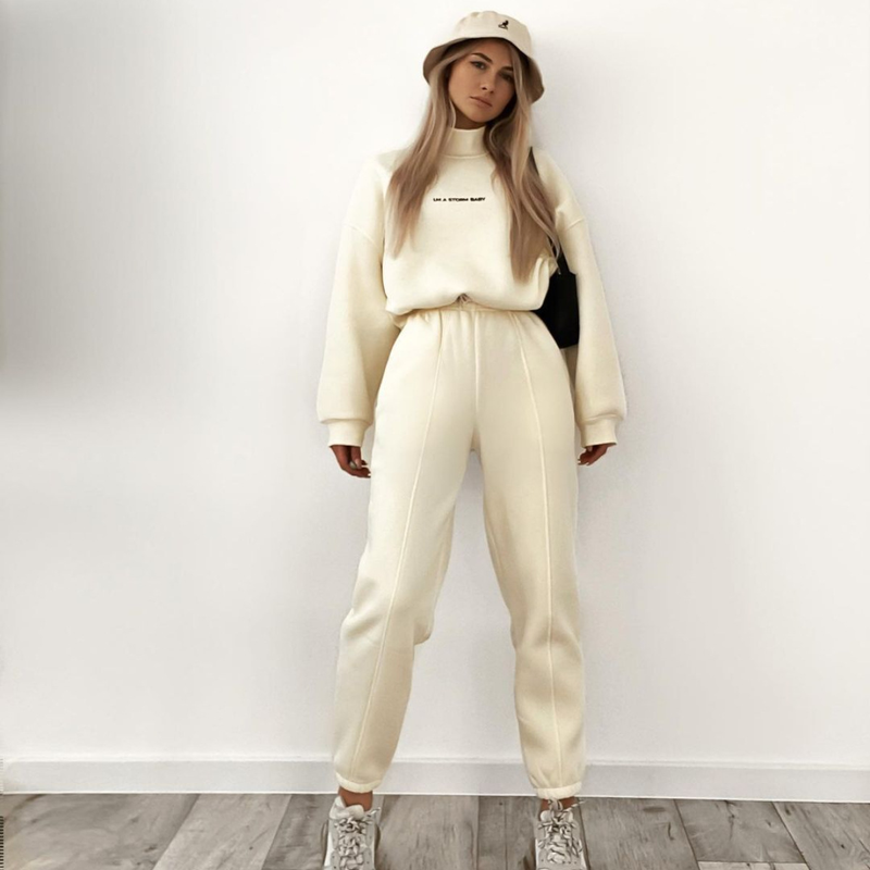 Ensemble deux pièces sweat-shirt imprimé pour femme_voghion.com