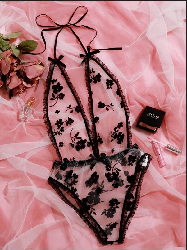 Lingerie sexy avec nouvelle perspective, broderie en dentelle et maille, porte-jarretelles noir, une pièce et pyjama amusant_voghion.com