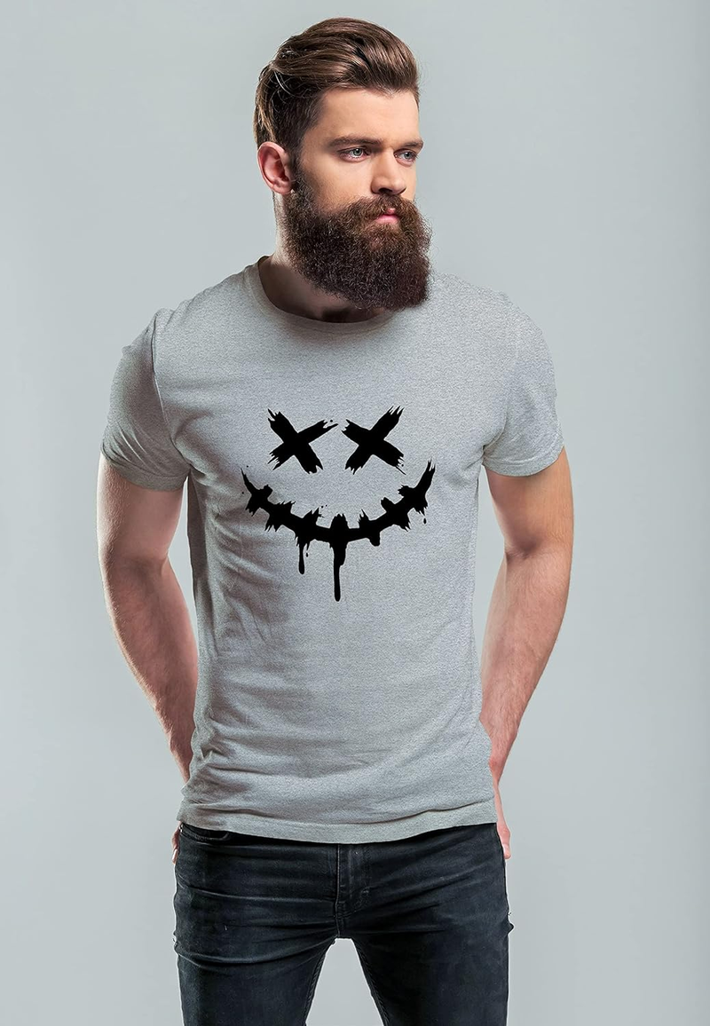 Men's T Shirt Printed Techwear Fashion Street Style Smiling Face Smile Trend Print_voghion.com