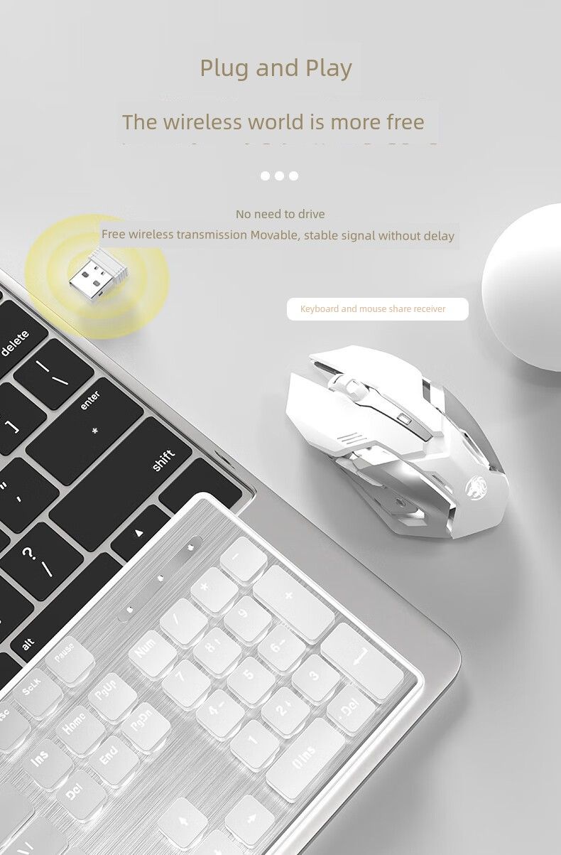 Skaista, gaiša, klusināta meitene, bezvadu tastatūra biroja rozā zila Bluetooth taustiņu peles austiņu komplekts_voghion.com