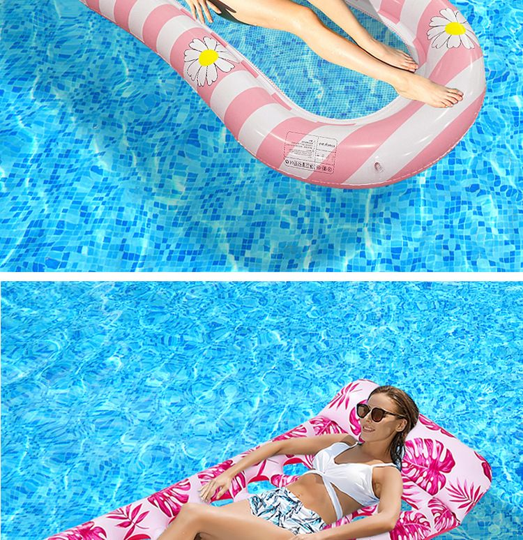 Gradient Transparent Mesh Floating Bed With Foldable Backrest - Inflatable Lounge Chair For Pool & Lake (Quick-Dry Heavy-Duty PVC Portable Design)_voghion.com