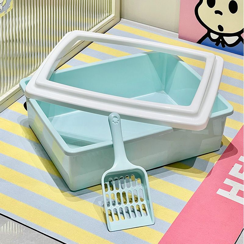 Toilette semichiusa con vassoio quadrato e paletta, lettiera per gatti, negozio di animali_voghion.com