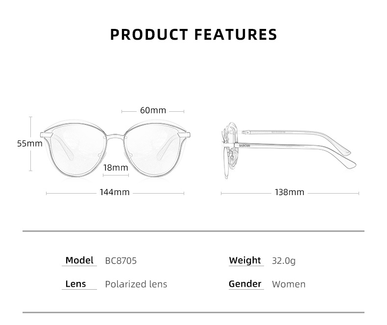 BARCUR Occhiali da sole polarizzati Donna Occhiali da sole rotondi Ladies Lunette De Soleil Femme_voghion.com