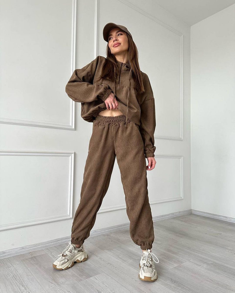 Damenbekleidung neues zweiteiliges Set mit langärmeligem Damen-Hosenanzug mit Kapuze und Reißverschluss_voghion.com