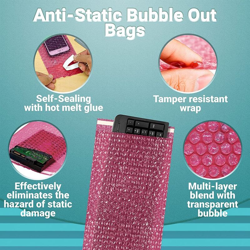 Pack of 150 Anti-Static Bubble Out Bags 10 x 15.5 Resealable Static Shielding Bag 10 x 15 1/2 Bubble Cushioning Wrap Pouch Bag. Ideal for Packaging; S_voghion.com