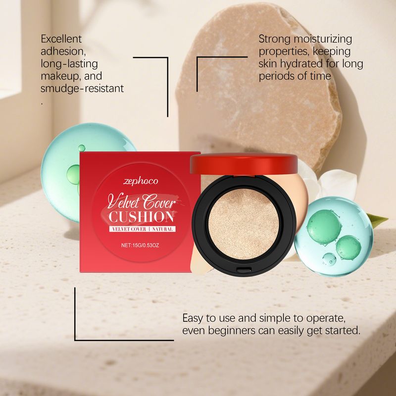 zephoco Feuchtigkeitsspendendes Concealer-Kissen in natürlicher Farbe. Zarte Textur sorgt für feuchtigkeitsspendendes, leichtes Make-up_voghion.com
