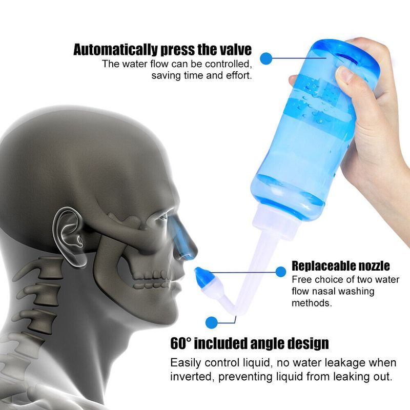 500 ml nosna raztopina Neti Pot čistilo za nos steklenička za izpiranje sinusov za otroke in odrasle_voghion.com