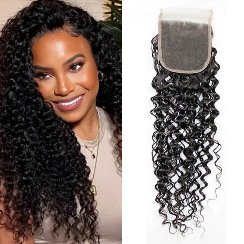 4×4 Jerry curly hair human hair natural color hair block can be permed and dyed in stock_voghion.com