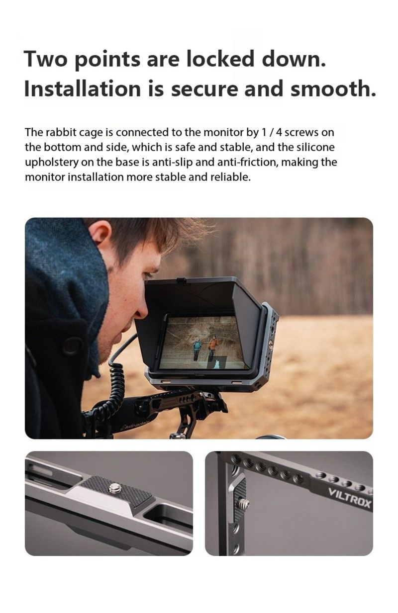 VILTROX Kamera-Rig-Cage DC-X2/DC-X3 Video-Feldmonitor mit 1/4-Zoll-Schraubenloch für Magic Arm, LED-Leuchten, Mikrofon_voghion.com