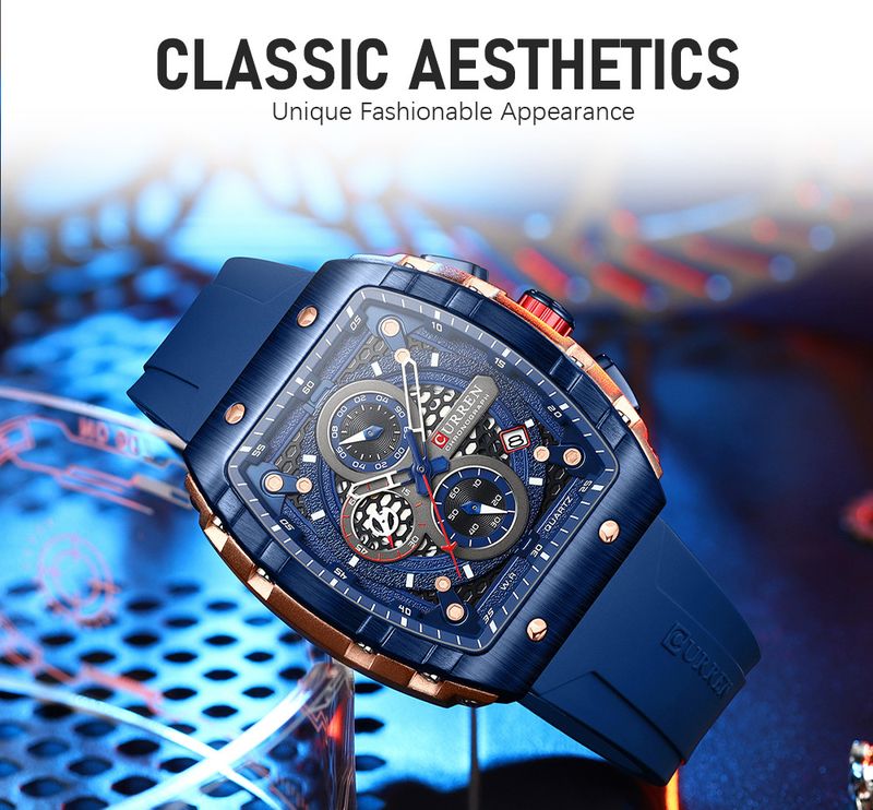 Men's And Women's Waterproof Multifunction Quartz Watch With Date Display, 6-Hand Analog Dial, Sporty Rubber Strap, Mineral Glass, Alloy Case_voghion.com