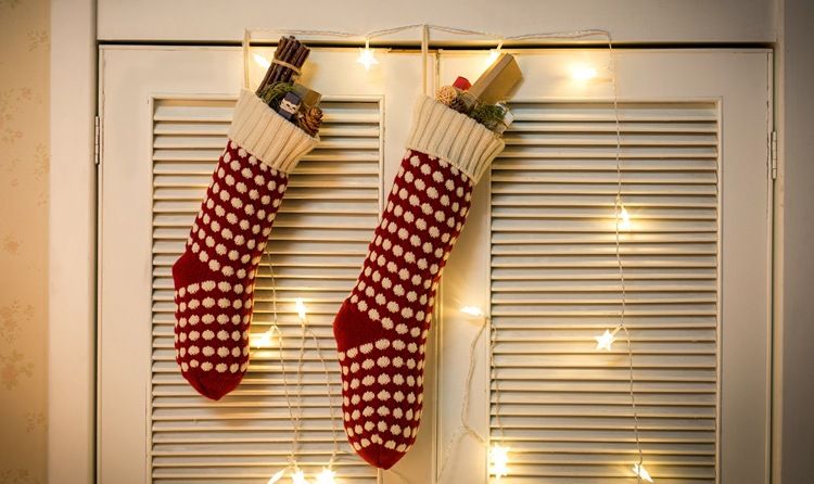 Grote maat 46CM garen gebreide cadeau decoratie snoepzak stippen hanger kerst sokhoes_voghion.com