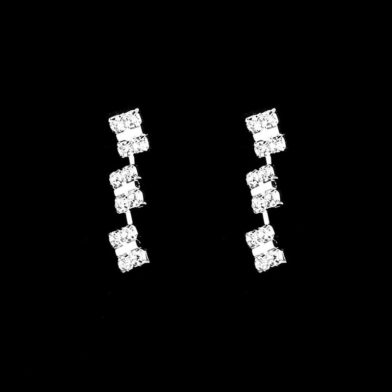 Diamond Clavicle Necklace Set - Elegant 3-Piece Jewelry For Evening Dress & Wedding (Necklace, Earrings & Bracelet)_voghion.com