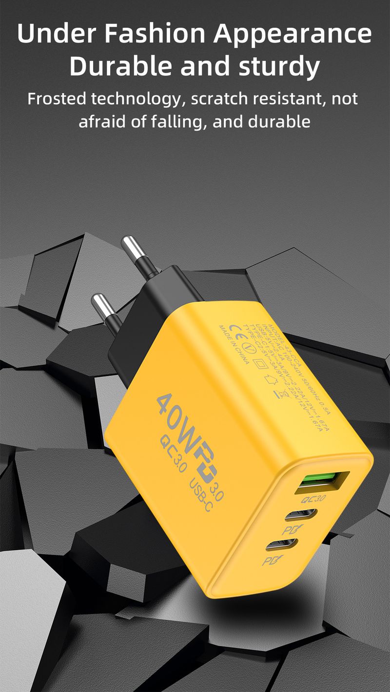 Neues mobiles USB+2PD-Typ-C-Ladegerät mit mehreren Anschlüssen für den amerikanischen, europäischen und britischen Reise-Schnellladekopf_voghion.com