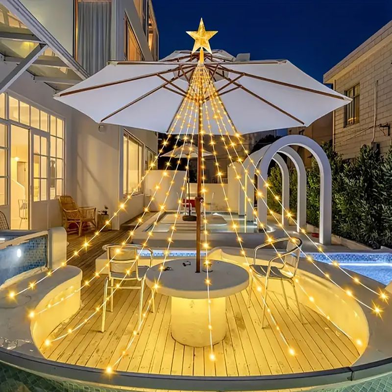 Christmas Pentagram Waterproof String Light Solar Outdoor Festivals Decorations 3M/2M Led Fairy Lamp 8 Modes Family Party Holida_voghion.com