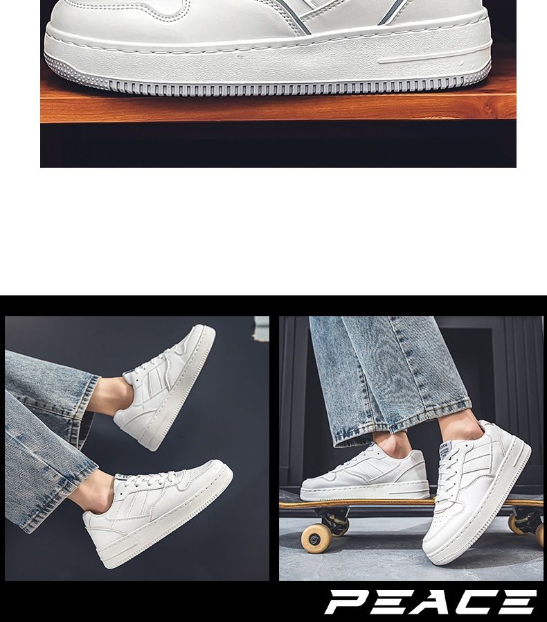 Weiße Freizeit-Sneaker für Herren – Atmungsaktive Low-Top-Schuhe mit runder Zehenpartie zum Gehen und Laufen | Leicht und bequem mit Gummisohle_voghion.com