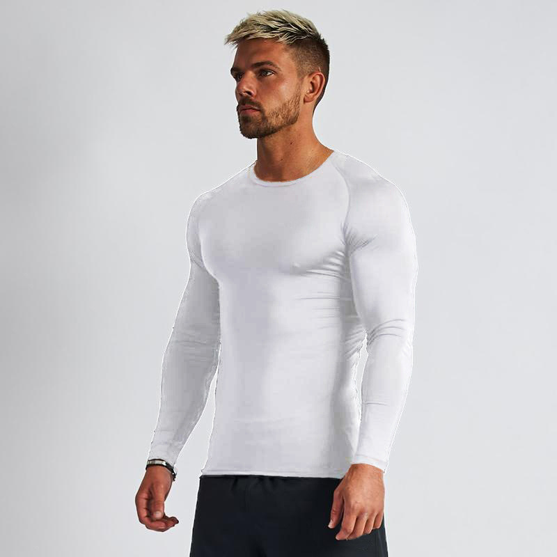 T-shirt fitness PRO attillata ad asciugatura rapida da uomo autunno sport all'aria aperta corsa allenamento maglia elastica a maniche lunghe basket_voghion.com