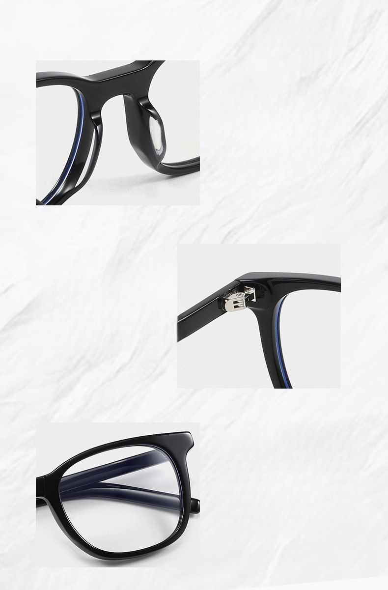 Women's Eyeglasses Frame, Black Acetate Large Frame, Slim Face, For Prescription Lenses, Blue_voghion.com