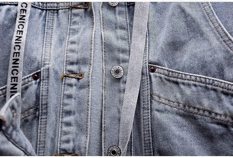 Jeansjacke für Studentinnen im koreanischen Stil, lockerer Kurzmantel, langärmelige Kapuzenjacke, mehrere Taschen, All-Match-Oberteile, Herbst und Winter_voghion.com