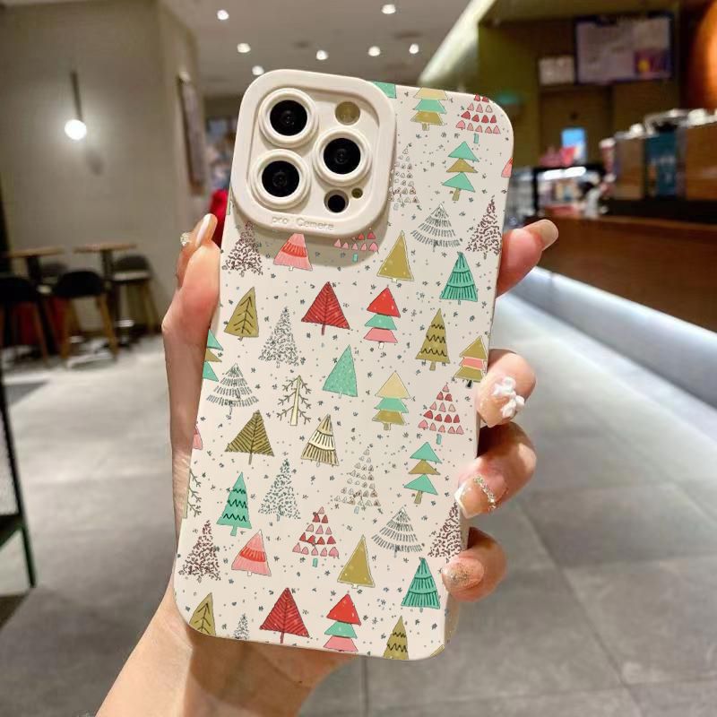 Festive Christmas Tree Graphic Phone Case For 16 15 14 13 12 11 Pro X XR XS SE2 8 7 Plus Pro Max Mini Silicone Back Cover_voghion.com