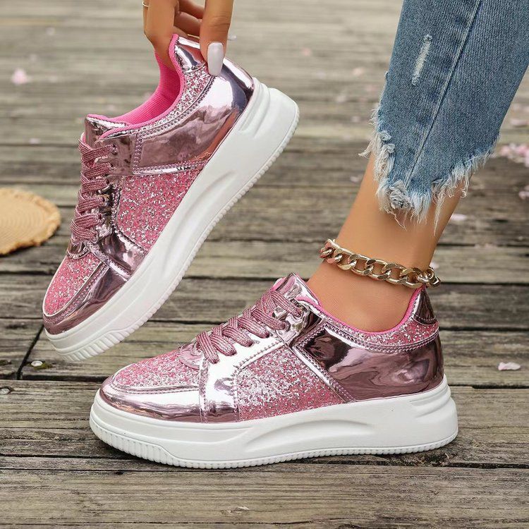 Store damesko til efterår og vinter, nye, populære pailletter, afslappet sneakers til kvinder._voghion.com