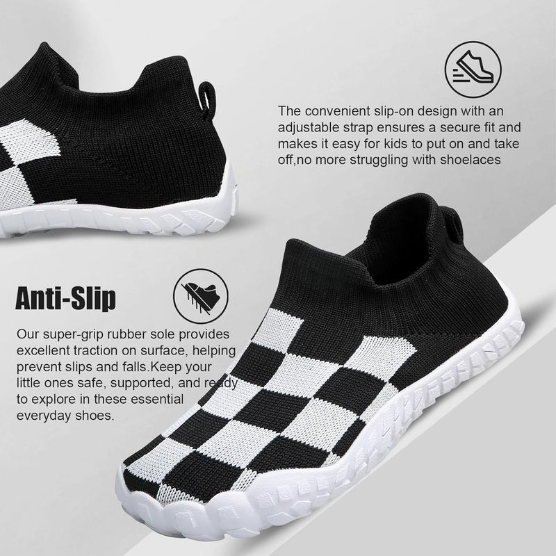 Barefoot Water Toddler And Little Kids Boys Girls Checked Quick Dry Slip-on Sock Shoes Breathable Mesh First Walking_voghion.com