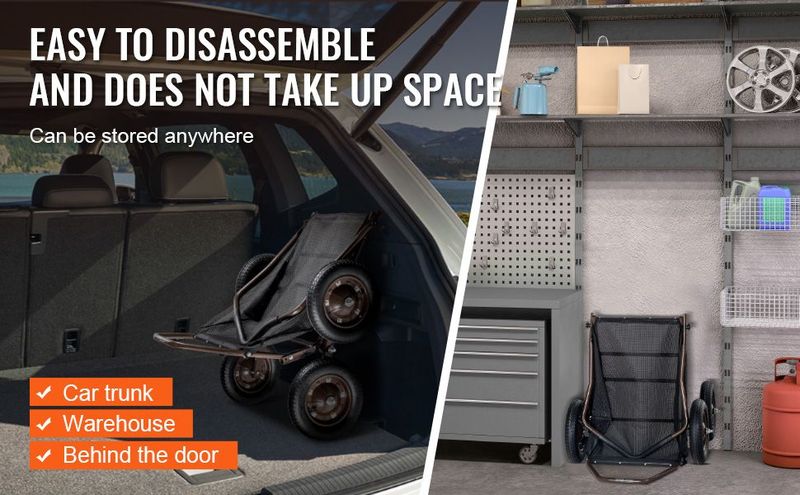 VEVOR Folding Deer Cart Game Hauler Utility Gear Dolly 500 LBS Capacity_voghion.com