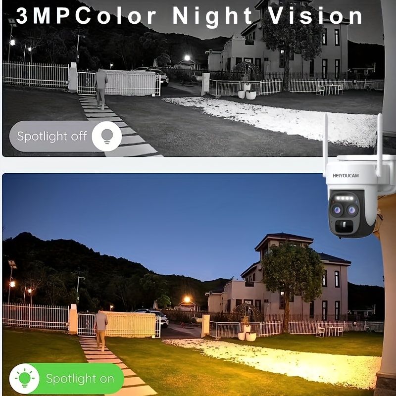 4K Ultra High Definition Trådløst Sikkerhedskamera Med Solcelleanlæg - Dobbelt Linse, WiFi-forbindelse, Vandtæt, Velegnet Til Udendørs Overvågning_voghion.com