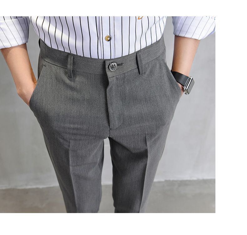 Men's Clothing Drape Trousers Nine Point Slim Summer Khaki Trousers Trendy Slim Fit Suit Straight Casual Trousers_voghion.com